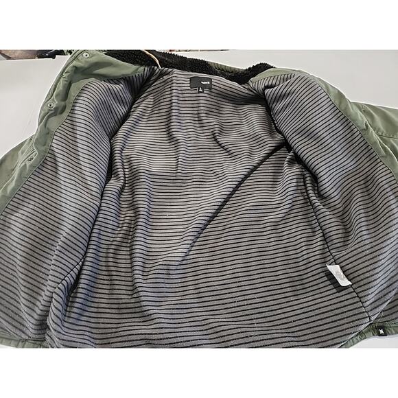 HURLEY Men's Jacket Military Mens Size Large Green 4 Front Pockets Hooded Beach - Picture 8 of 10